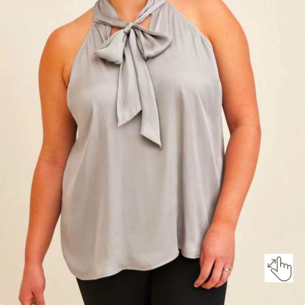 Satin Bow Tie-Front Halter Top